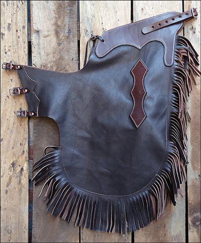 HSCH310-HILASON WESTERN COWHIDE PRO RODEO BRONC BULL-RIDING SHOW SMOOTH LEATHER CHINKS C