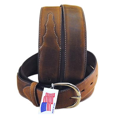 BR-53709-SILVER CREEK CLASSIC WESTERN LEATHER MANS BELT BROWN MADE IN THE USA