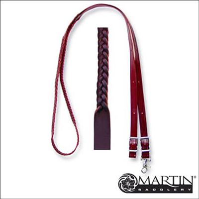 CE-RR34B5L-Martin Saddlery Latigo Braided 5-Strand Roping Rein 3-4-in Thick Buckle Snap Ends