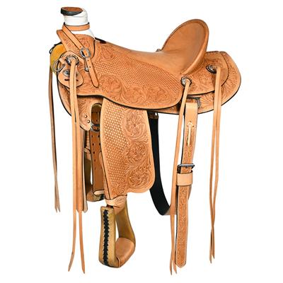 BHWD076-HILASON HAND TOOLED LEATHER WESTERN BIG KING WADE RANCH ROPING HIGH BACK SADDLE