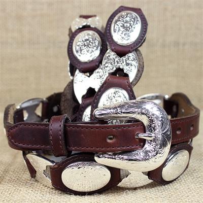 BR-5297L-5297L TONY LAMA COWGIRL BROWN SILVER LINK LADIES LEATHER BELT