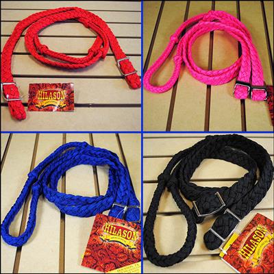 AH-REINS-GROUP-A-G-A SET OF 4 BRAIDED POLY BARREL RACING CONTEST HORSE REINS FLAT EASY GRIP KNOTS