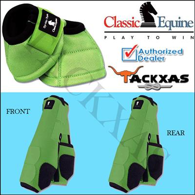 CE-CLS100200CDNLG-GREEN CLASSIC EQUINE FRONT REAR LEGACY SPORTS HORSE LEG NO TURN BELL BOOTS