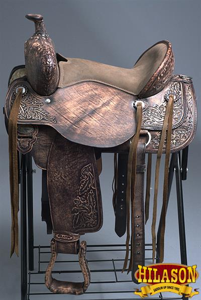 HSRS103RO-HILASON WESTERN HAND TOOLED LEATHER COWBOY WADE RANCH ROPING SADDLE