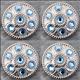 HSCN081-NICKLE FINISH BLUE CONCHOS WHEEL SHAPE WITH ROPE EDGE