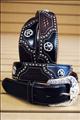 BR-C11273-JUSTIN TEXAS ALL STAR TOOLED WESTERN LEATHER MEN BELT BLACK WITH STAR CONCHO