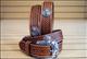 BR-C12434-JUSTIN ROUND EM UP TOOLED WESTERN LEATHER BELT - BROWN MADE IN THE USA