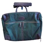 KD STEPHENS CANVAS LEATHER PULLMAN BRIEFCASE TRAVEL DUFFEL LUGGAGE BAG GREEN