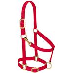 RED NYLON BASIC ADJUSTABLE CHIN AND THROAT SNAP HORSE HALTER BY WEAVER LETHER