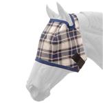 TOUGH1 NAVY BLUE WESTERN TACK PLAID MESH HORSE FLY MASK
