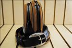 JUSTIN FENCED IN WESTERN LEATHER MENS BELT BROWN