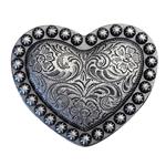 HEART SHAPED FLORAL CARVED CONCHO ANTIQUE FINISH SADDLE HEADSTALL TACK BLING COW