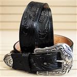 TONY LAMA TOOL LEATHER WESTERN RIDE MANS BELT BLACK BRONC RIDER MADE IN THE USA