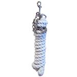 HILASON WESTERN HORSE TACK WHITE COTTON LEAD ROPE W/ 30 in. NICKLE PLATED CHAIN