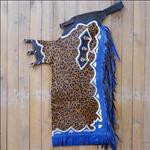 F855 HILASON BRONC BULL RIDING LEATHER RODEO WESTERN CHAPS LEOPARD HAIR ON