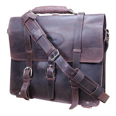 GLBC100CB-GLANOR RUSTIC VINTAGE LEATHER BRIEFCASE BACKPACK LAPTOP BAG - COFFEE BROWN