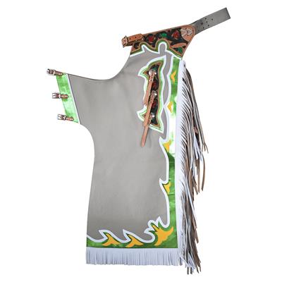 HSCH801-Bull Rodeo Chaps White Green