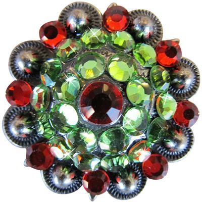 HSCN025-Crystal Rhinestone Bling Berry Conchos Antique Silver Finish Cowgirl Saddle Head