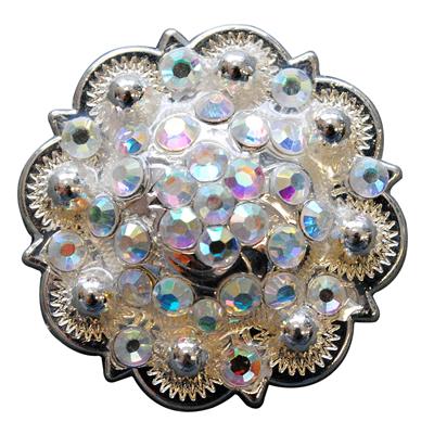 HSCN058-AB CRYSTALS ROUND CONCHOS RHINESTONE HEADSTALL SADDLE TACK BLING COWGIRL