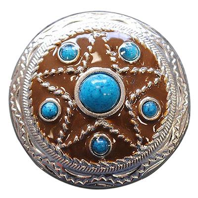 HSCN064-TURQUOISE STAR ANTIQUE RHINESTONE CONCHOS ROUND BLING HEADSTALL TACK