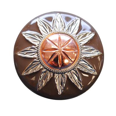 HSCN068-3 TONE FINISHING ROUND CONCHOS COPPER DOME SILVER AND BROWN