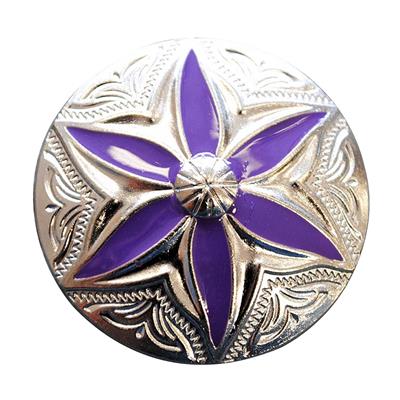 HSCN072-NICKEL FINISH ROUND CONCHOS WITH PURPLE PAINTED INLAY