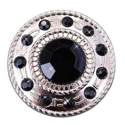 HSCN078-NICKLE FINISH BLACK CONCHOS WHEEL SHAPE WITH ROPE EDGE