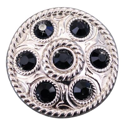HSCN083-NICKLE FINISH BLACK CONCHOS WHEEL SHAPE WITH ROPE EDGE