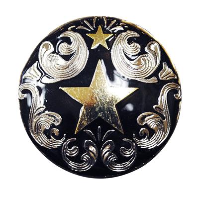 HSCN099-FLORAL CARVING TEXAS STAR BLACK CONCHO SADDLE HEADSTALL TACK BLING COWGIRL