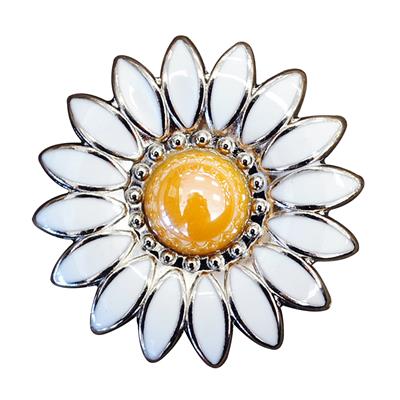 HSCN136-WHITE ENAMEL AND ORANGE STONE FLORAL CONCHO SADDLE HEADSTALL TACK BLING COWGIRL