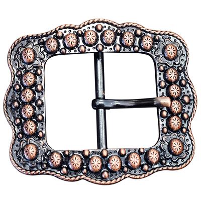 HSCN139-ANTIQUE COPPER FINISHED BERRY BELT BUCKLE WITH ROPE EDGE
