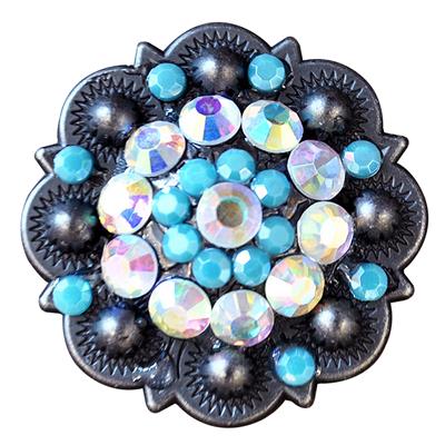 HSCN142-AB CRYSTALS ROUND CONCHOS RHINESTONE WESTERN HEADSTALL TACK BLING COWGIRL