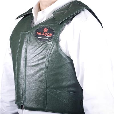 HSPV801-HILASON BULL RIDING RODEO LEATHER PROTECTIVE VEST GEAR EQUIPMENT HUNTER GREEN