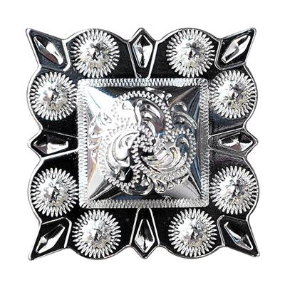HSCN158-HILASON GERMAN SILVER 1.5 INCH BERRY SQUARE CONCHOS COWGIRL HEADSTALLS TACK