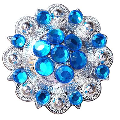 HSCN050-024-CAPRI BLUE CRYSTAL BERRY CONCHO RHINESTONE HEADSTALL SADDLE TACK BLING COWGIRL