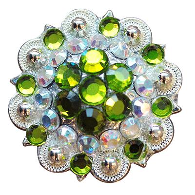 HSCN050-034-PERIDOT GREEN & AB CRYSTALS BERRY CONCHO RHINESTONE HEADSTALL SADDLE TACK BLING