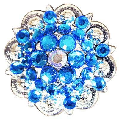 HSCN050-020-CAPRI BLUE & AB CRYSTALS BERRY CONCHO RHINESTONE HEADSTALL SADDLE TACK BLING