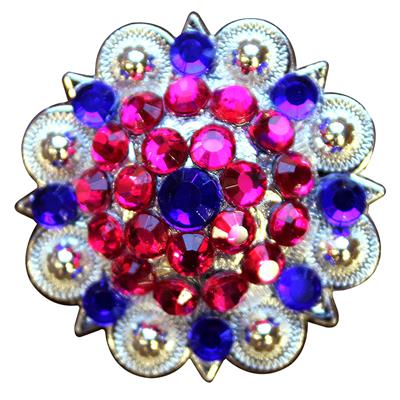 HSCN050-026-COBFUC BLUE PINK CRYSTALS BERRY CONCHO RHINESTONE HEADSTALL SADDLE