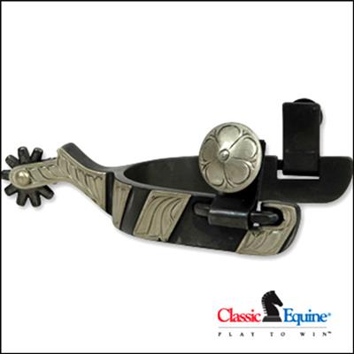 CE-SPURCS1034CG-Classic Equine Cowboy Spurs 3-4-in Band with Chap Guard