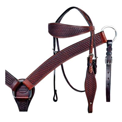 BHPA319DB-HILASON WESTERN LEATHER HORSE BRIDLE HEADSTALL BREAST COLLAR DARK BROWN