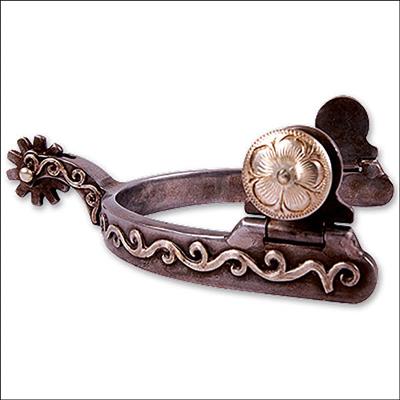 CE-SPUR12YSC-Classic Equine Flower Scroll Spurs 1-2-in Band Medium