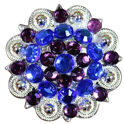 HSCN049-006-BLUE PURPLE CRYSTALS 1-1/49 inch BERRY CONCHO RHINESTONE HEADSTALL SADDLE TACK