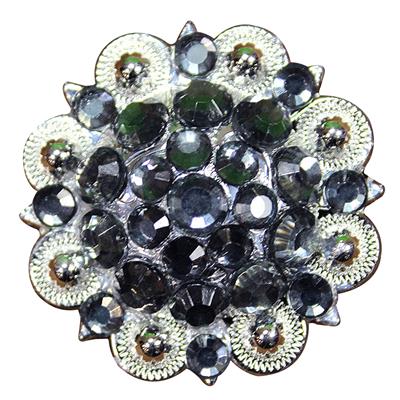 HSCN049-009-BLACK DAIMOND CRYSTALS 1-1/4in. BERRY CONCHO RHINESTONE TACK SADDLE