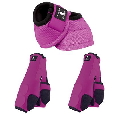 CE-CLS100200CDNFC-FUCHSIA CLASSIC EQUINE FRONT REAR LEGACY SPORTS HORSE NO TURN BELL BOOTS