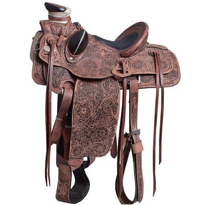 BHWD092RODB-HILASON BIG KING WESTERN WADE RANCH ROPING SADDLE HAND TOOLED FLORAL CARVED