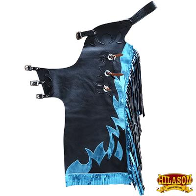 HSCH857-WESTERN LARGE YOUTH CHILD RODEO BRONC BULL RIDING SHOW SMOOTH LEATHER CHAPS