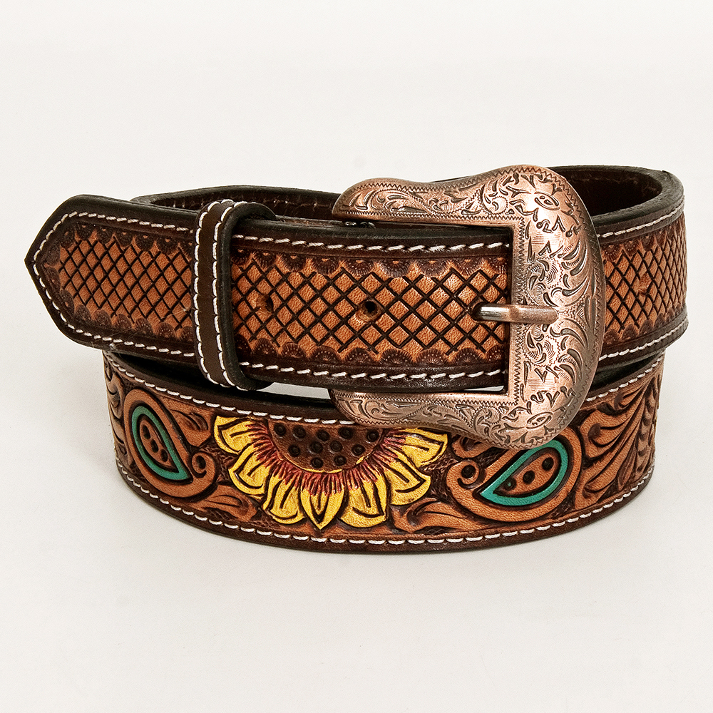 BE BAR H EQUINE Sunflower Floral Hand Painted Western Leather Men And Women