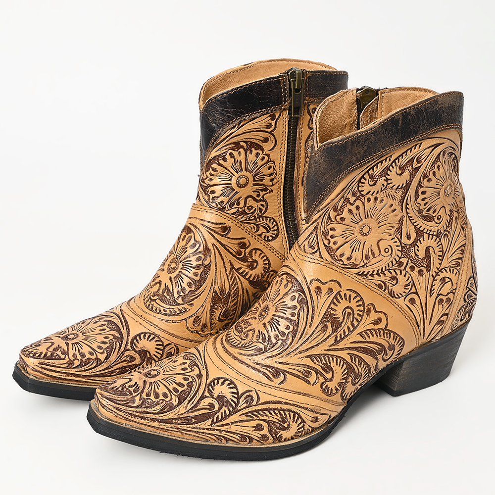 Pre-owned American Darling Ad  Adft161 Hand Tooled Carved Genuine Leather Sandal Footwear In Not Available