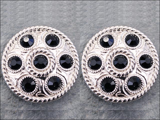 94HS Western Tornillo Trasero Concho1 Rueda Cristal Negro Bling Cabezal Vaquera - Imagen 7 de 25