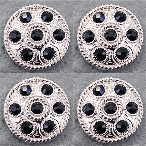94HS Western Tornillo Trasero Concho1 Rueda Cristal Negro Bling Cabezal Vaquera - Imagen 8 de 25